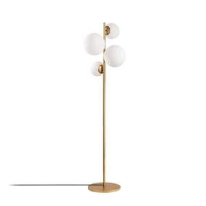 Biela/v mosadznej farbe stojacia lampa so skleneným tienidlom (výška 162 cm) Fazli – Opviq lights vyobraziť