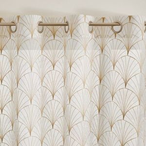 Voálová záclona so vzorom art deco, zakončená očkami vyobraziť