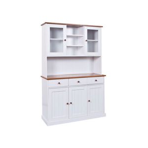 Inter Link Kuchynská skriňa Westerland (s 3 zásuvkami a 5 krídlovými dvierkami, biela, sépiová/hnedá) vyobraziť