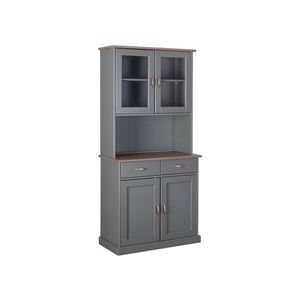 Inter Link Kuchynská skriňa Westerland (s 2 zásuvkami a 4 krídlovými dvierkami, sivá, sépiová/hnedá) vyobraziť