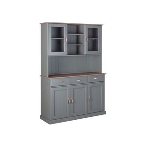 Inter Link Kuchynská skriňa Westerland (s 3 zásuvkami a 5 krídlovými dvierkami, sivá, sépiová/hnedá) vyobraziť