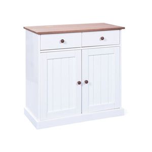 Inter Link Kuchynská komoda Westerland (s 2 zásuvkami a 2 krídlovými dvierkami, biela, sépiová/hnedá) vyobraziť