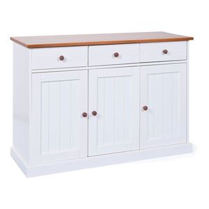 Inter Link Kuchynská komoda Westerland (s 3 zásuvkami a 3 krídlovými dvierkami, biela, sépiová/hnedá) vyobraziť