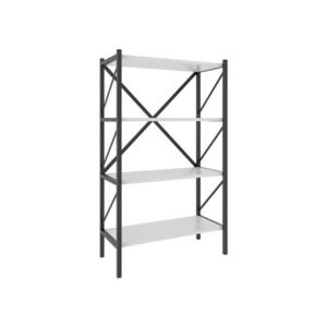VCM Regál Insasi v industriálnom dizajne (4 police, biela) vyobraziť