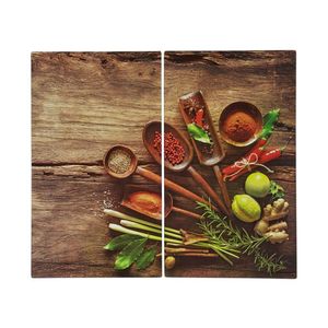 SILVERCREST® Sklenené krycie dosky na sporák, 2 kusy (drevo) vyobraziť