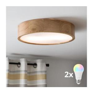 Brilagi - LED RGBW stmievateľné stropné svietidlo CARVALHO, 2×E27 / 15 W / 230 V, Wi‑Fi, dub, priemer 37, 5 cm BG0737+2xAI1798 vyobraziť