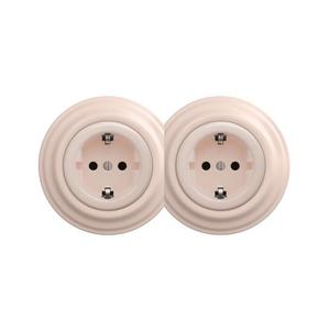 lap - Dvojitá retro domová zásuvka so rámčekom SCHUKO 230V/16A staroružová 2xKA0120+2xKA0143 vyobraziť