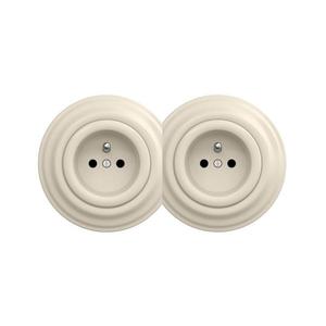 lap - Dvojitá retro domová zásuvka s rámčekom 230V béžová 2xKA0135+2xKA0133 vyobraziť