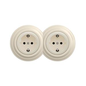 lap - Dvojitá retro domová zásuvka s rámikom SCHUKO 230V/16A béžová 2xKA0135+2xKA0144 vyobraziť