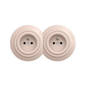 lap - Dvojitá retro domová zásuvka s rámčekom 230V staroružová 2xKA0120+2xKA0118 vyobraziť