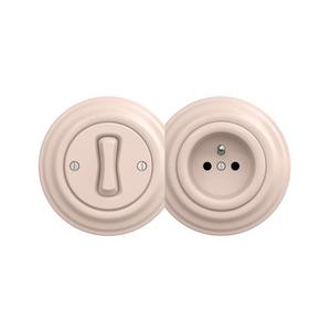 lap - Retro jednopólový vypínač č. 1 a zásuvka 230V s rámčekom staroružová 2xKA0120+KA0113+KA0118 vyobraziť