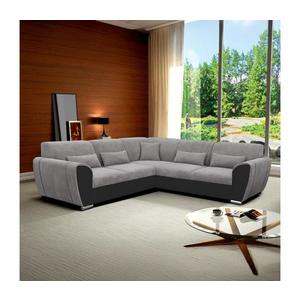 Rozkladacia rohová sedacia súprava VISEU do tvaru L s úložným priestorom, pravé prevedenie, šedá/čierna DELUXE RIGHT vyobraziť