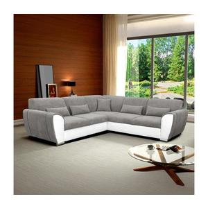 Rozkladacia rohová sedacia súprava s úložným priestorom do L VISEU ľavá sivá/biela DELUXE LEFT vyobraziť