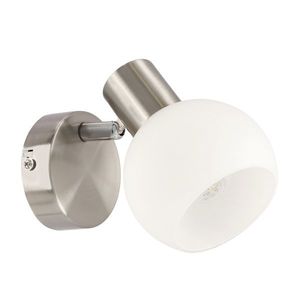 NOVO lampa kinkiet satyna nikiel 1x40W E14 klosz biały vyobraziť