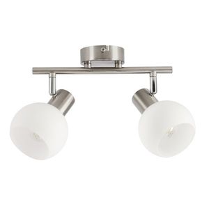 NOVO lampa sufitowa listwa satyna nikiel 2x40W E14 klosz biały vyobraziť