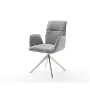 Jedálenská stolička Vinja-Flex štruktúrovaná látka mäkká sivá krížová vyobraziť