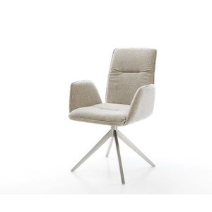 Jedálenská stolička Vinja-Flex tkanina mäkký béžová krížová podstava vyobraziť