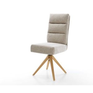 Jedálenská stolička Pela-Flex tkanina mäkký béžová drevená podstava vyobraziť