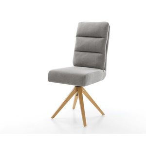 Jedálenská stolička Pela-Flex texturovaná látka mäkký sivá drevená vyobraziť