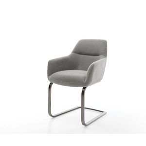 Konzolová jedálenská stolička Pejo-Flex štruktúrovaná látka mäkká sivá vyobraziť