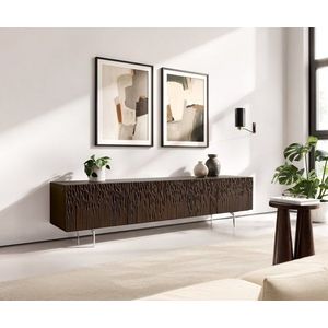 TV stolík Follia 200 cm mango hnedá 4 dvierka podstava v tvare vyobraziť