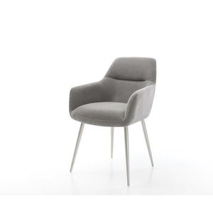 Jedálenská stolička Pejo-Flex štruktúrovaná látka mäkký sivá 4-nohá vyobraziť