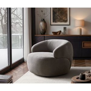 Lounge kreslo Nova 88x88 cm štruktúrovaná látka mäkký sivá vyobraziť