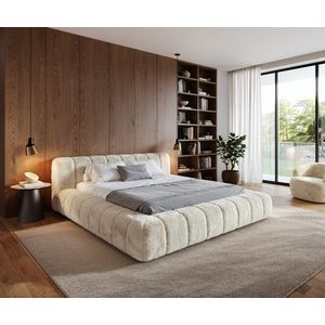 Čalúnená posteľ Cutio 180x200 cm plyšový manšester krémovo biela vyobraziť