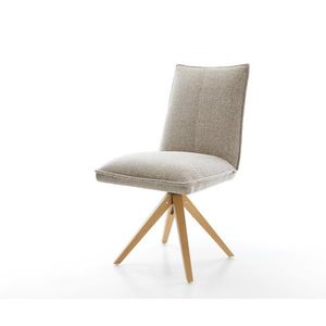 Jedálenská stolička Lelio-Flex tkanina mäkký béžová drevená podstava vyobraziť
