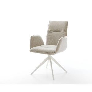 Jedálenská stolička Vinja-Flex tkanina mäkká béžová krížová podstava vyobraziť