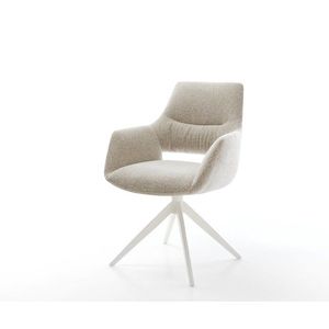 Jedálenská stolička Yago-Flex s opierkami tkanina mäkká béžová krížová vyobraziť