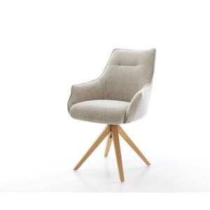 Jedálenská stolička Alja-Flex s opierkami tkanina mäkká béžová drevená vyobraziť