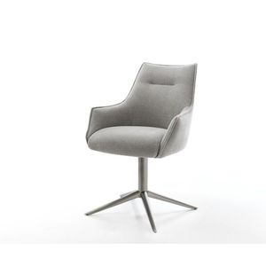 Jedálenská stolička Alja-Flex s opierkami texturovaná látka mäkká sivá vyobraziť