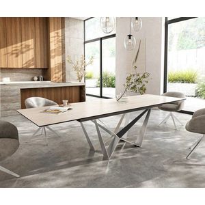 Jedálenský stôl Edge 200-300x100 keramika Laminam® Travertino Bianco vyobraziť