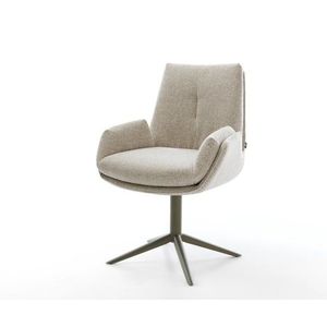 Jedálenská stolička Clea-Flex tkanina mäkký béžová podstava strieborno vyobraziť