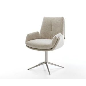 Jedálenská stolička Clea-Flex tkanina mäkká béžová podstava nerezová vyobraziť