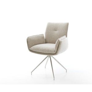 Jedálenská stolička Nela-Flex tkanina mäkký béžová krížová podstava vyobraziť