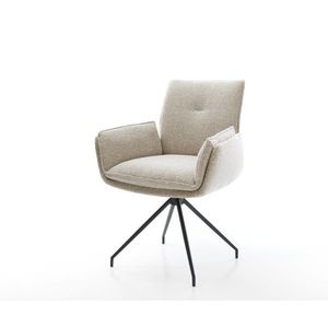 Jedálenská stolička Nela-Flex tkanina mäkký béžová krížová podstava vyobraziť