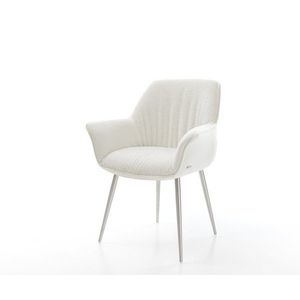 Jedálenská stolička Keila-Flex s opierkami bouclé mäkká béžová 4-nohá vyobraziť