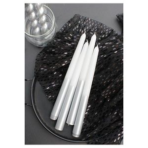 Candle Set (4 Pieces) Cizgili Sedefli 4 - Silver vyobraziť