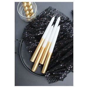 Candle Set (4 Pieces) Cizgili Sedefli 4 - Gold vyobraziť