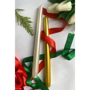 Súprava sviečok (2 kusy) Premium Christmas 2 -White, Gold vyobraziť