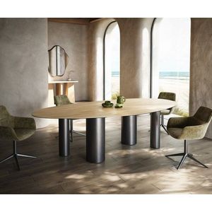 Jedálenský stôl Edge oválny 280x130 keramika Laminam® Sabbia dubová vyobraziť