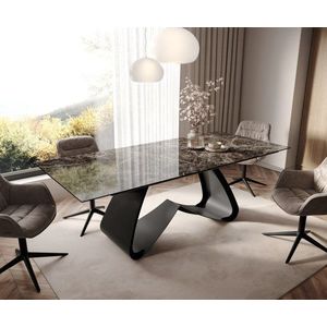 Jedálenský stôl Edge 180-220x100 keramika Laminam® Emperador Extra vyobraziť