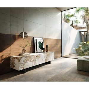 TV stolík Cuor 180 cm keramika Minas Melange bielo-béžová 1 výklopné vyobraziť