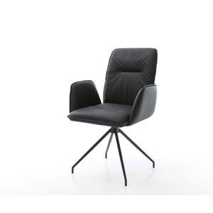 Jedálenská stolička Vinja-Flex pravá koža čierna kovová podstava vyobraziť