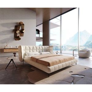 Čalúnená posteľ Capujo 180x200 cm bouclé bielo-krémová vyobraziť