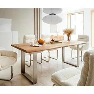 Jedálenský stôl Edge 200x100 XL akácia prírodná nerezová oceľ úzky vyobraziť