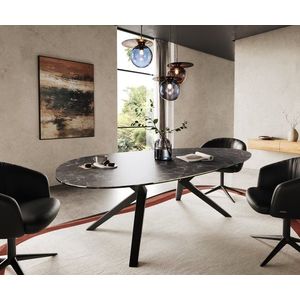 Hranatý oválny jedálenský stôl 220x120 Keramický Laminam® Nero Greco vyobraziť