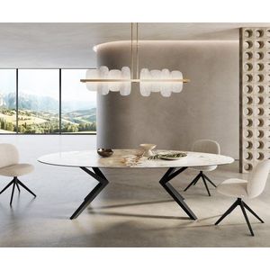 Jedálenský stôl Edge Oval 280x130 keramický Minas Melange bielo-béžový vyobraziť